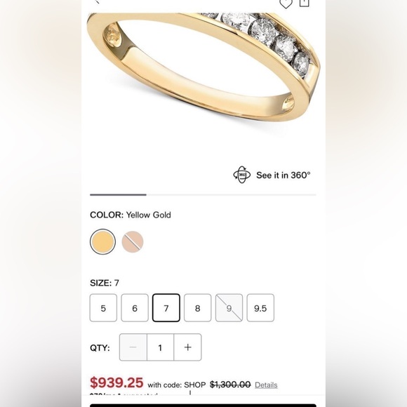 Diamond weeding band in 14K yellow gold - Picture 2 of 11